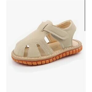 NEW Baby Boy Girl Squeaky Sandals Shoes Non Slip 5 Toddler Beige Squeak